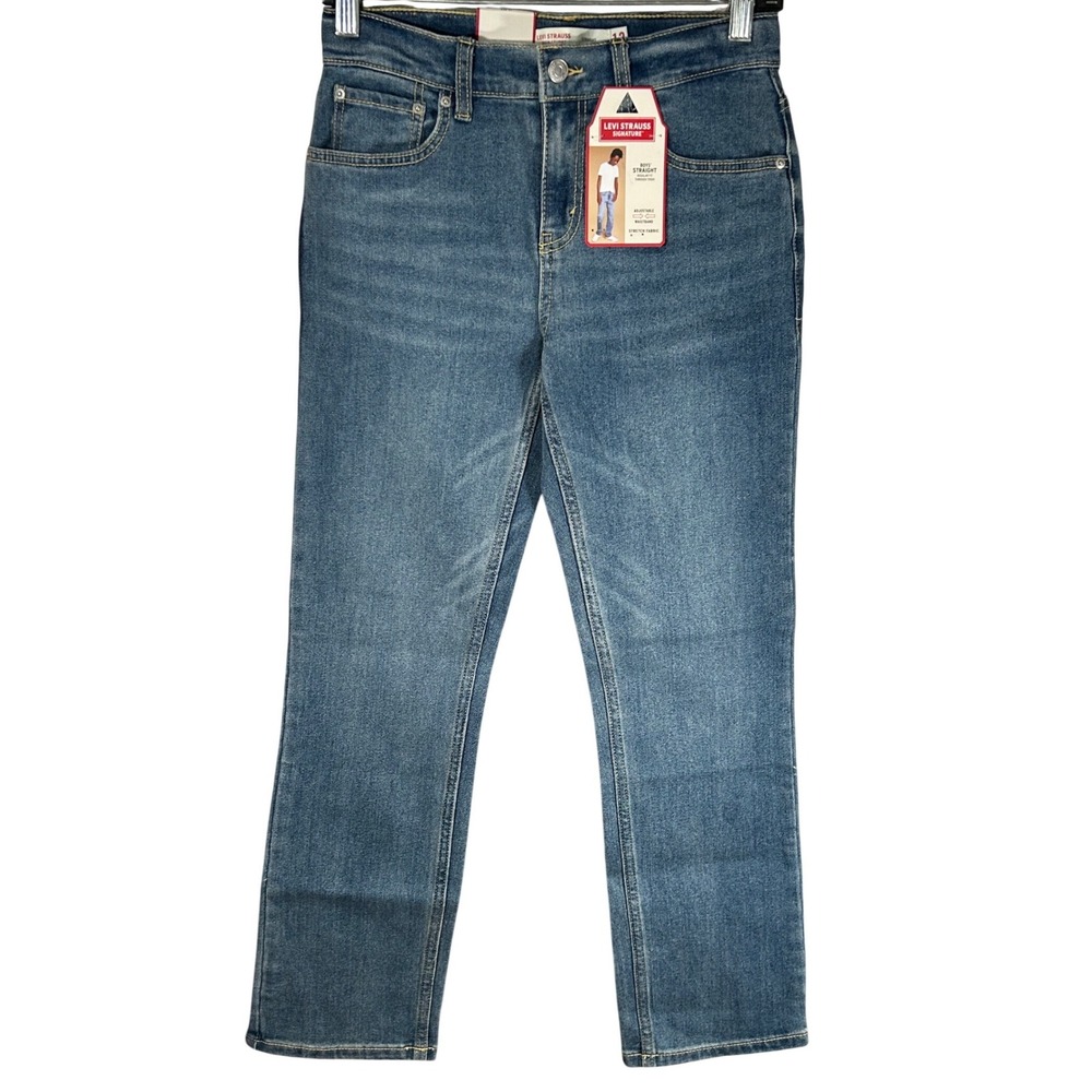 Levi Strauss Signature Boys Straight Fit Jeans Medium Wash Size 12 Reg New